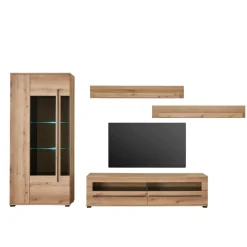 Wohnen Wohnwände|Wohnwand*Wohnzimmer TV-Möbel-Set in Eiche - Brocus (vierteilig)