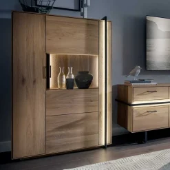 Wohnen Wohnzimmer Vitrine aus Asteiche mit Metall - Clenza I