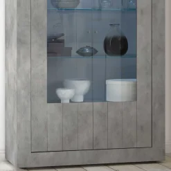 Wohnen Wohnzimmer Vitrine in Beton Optik - Vareika