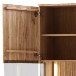 Wohnen Naturholzmöbel|Massivholzmöbel*Wohnzimmer Vitrine in Eiche Bianco geölt - Crupean