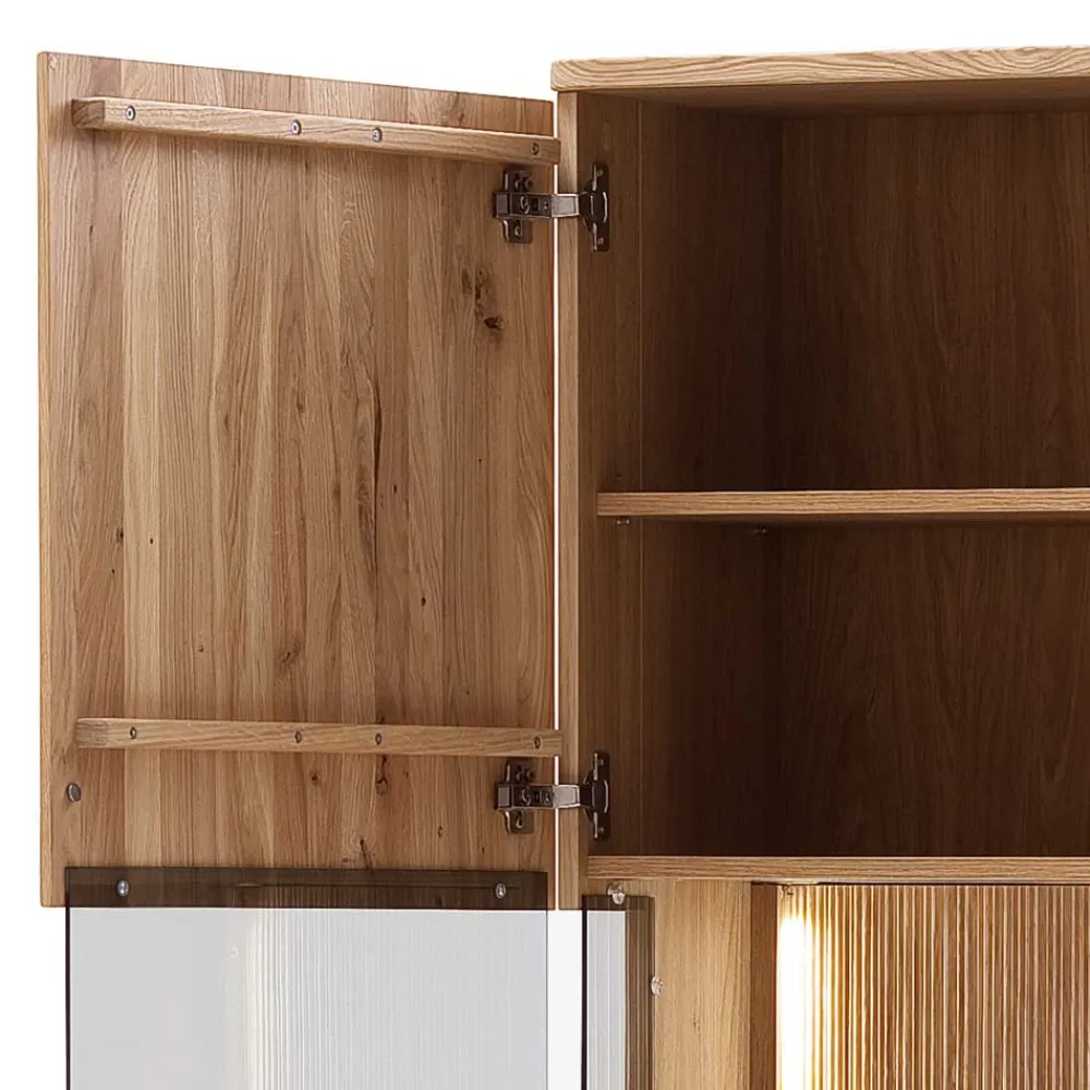 Wohnen Naturholzmöbel|Massivholzmöbel*Wohnzimmer Vitrine in Eiche Bianco geölt - Crupean
