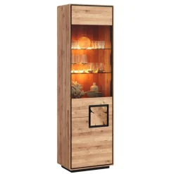 Wohnen Schwarze Möbel|Naturholzmöbel*Wohnzimmer Vitrine mit Hirnholz Applikation - Shipper
