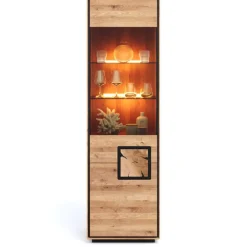 Wohnen Schwarze Möbel|Naturholzmöbel*Wohnzimmer Vitrine mit Hirnholz Applikation - Shipper
