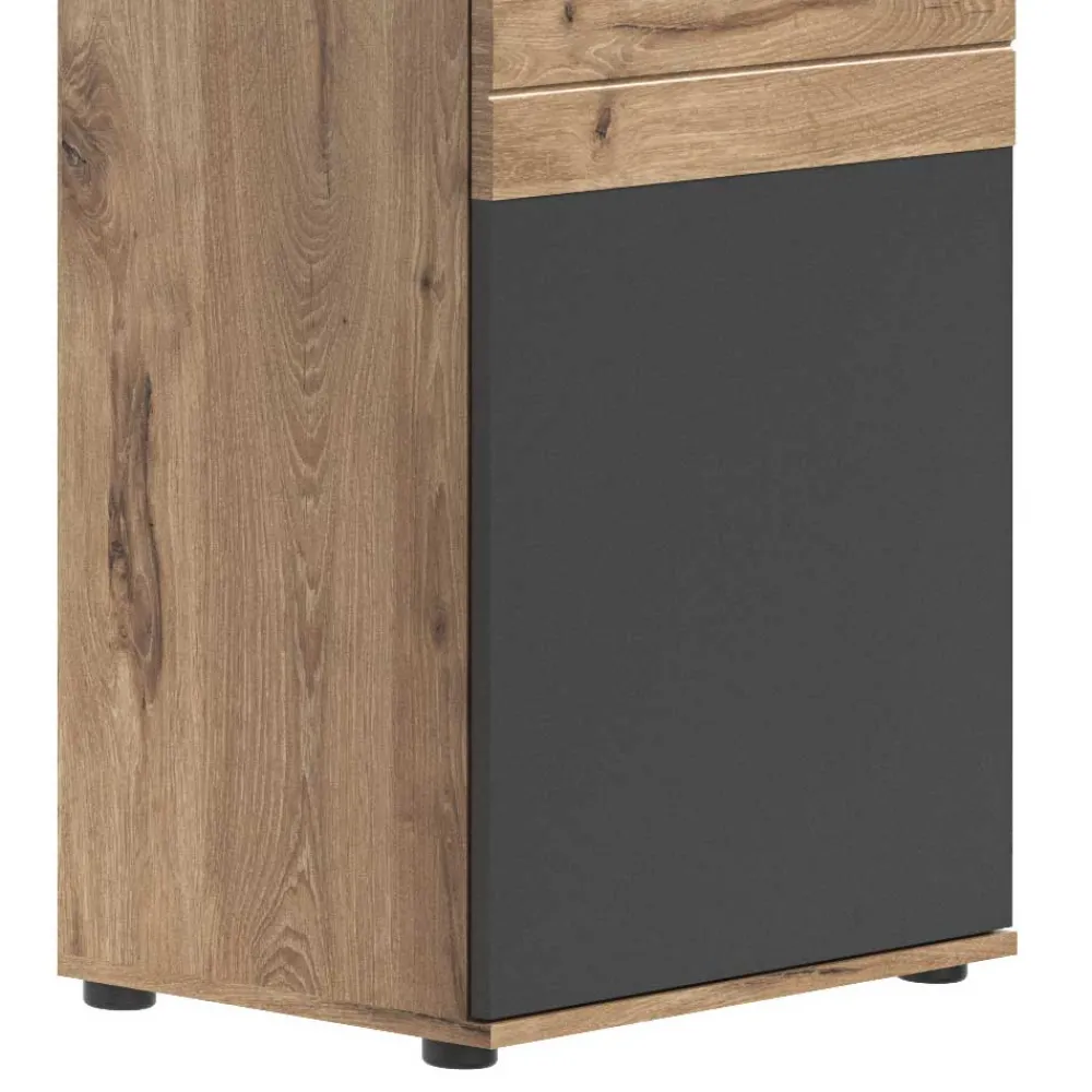 Wohnen Graue Möbel|Wohnzimmerschränke*Wohnzimmer Vitrinenschrank in der Größe 57x200x37 cm - Lucios