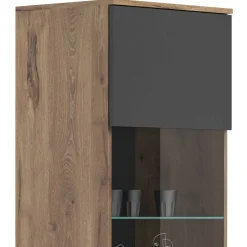 Wohnen Graue Möbel|Wohnzimmerschränke*Wohnzimmer Vitrinenschrank in der Größe 57x200x37 cm - Lucios