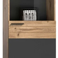 Wohnen Graue Möbel|Wohnzimmerschränke*Wohnzimmer Vitrinenschrank in der Größe 57x200x37 cm - Lucios