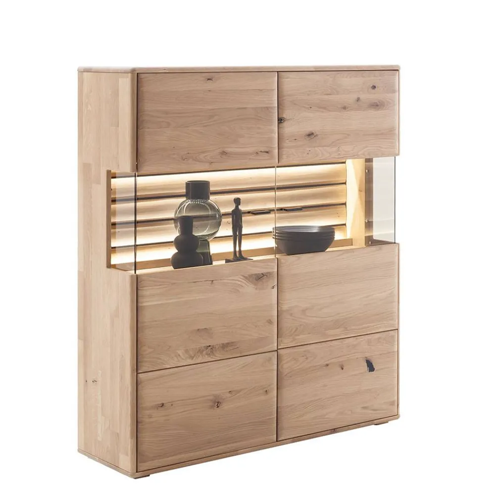 Wohnen Esszimmer-Vitrinen|Esszimmerschränke*Wohnzimmer Vitrinenschrank in Asteiche Hell - Azzurian