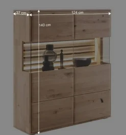 Wohnen Esszimmer-Vitrinen|Esszimmerschränke*Wohnzimmer Vitrinenschrank in Asteiche Hell - Azzurian