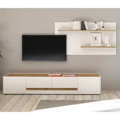 Wohnen Wohnzimmerschränke|Wohnwände*Wohnzimmer Wandregal & TV Board - Nonessia (zweiteilig)