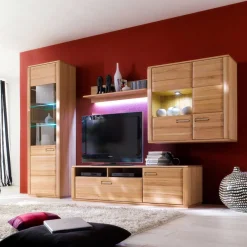 Wohnen Wohnzimmer Wohnwand Athias aus Kernbuche (vierteilig)