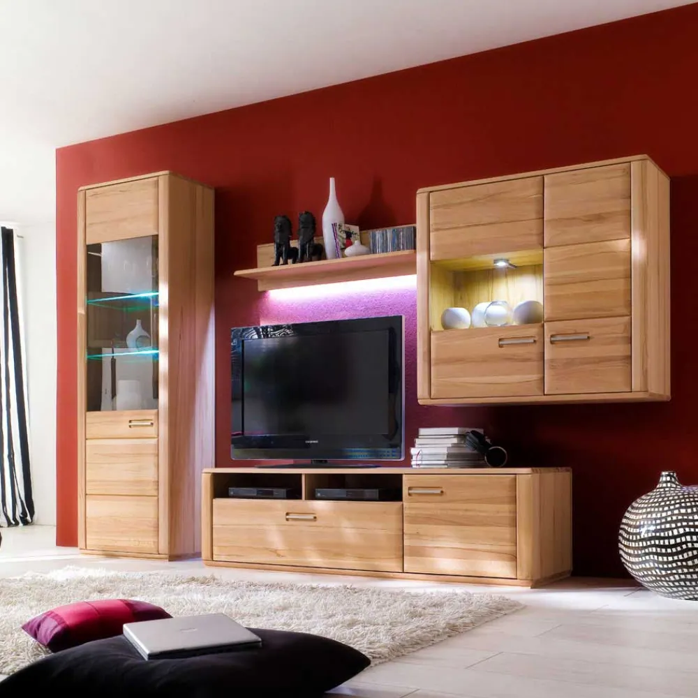 Wohnen Wohnzimmer Wohnwand Athias aus Kernbuche (vierteilig)