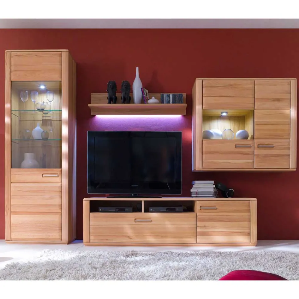 Wohnen Wohnzimmer Wohnwand Athias aus Kernbuche (vierteilig)