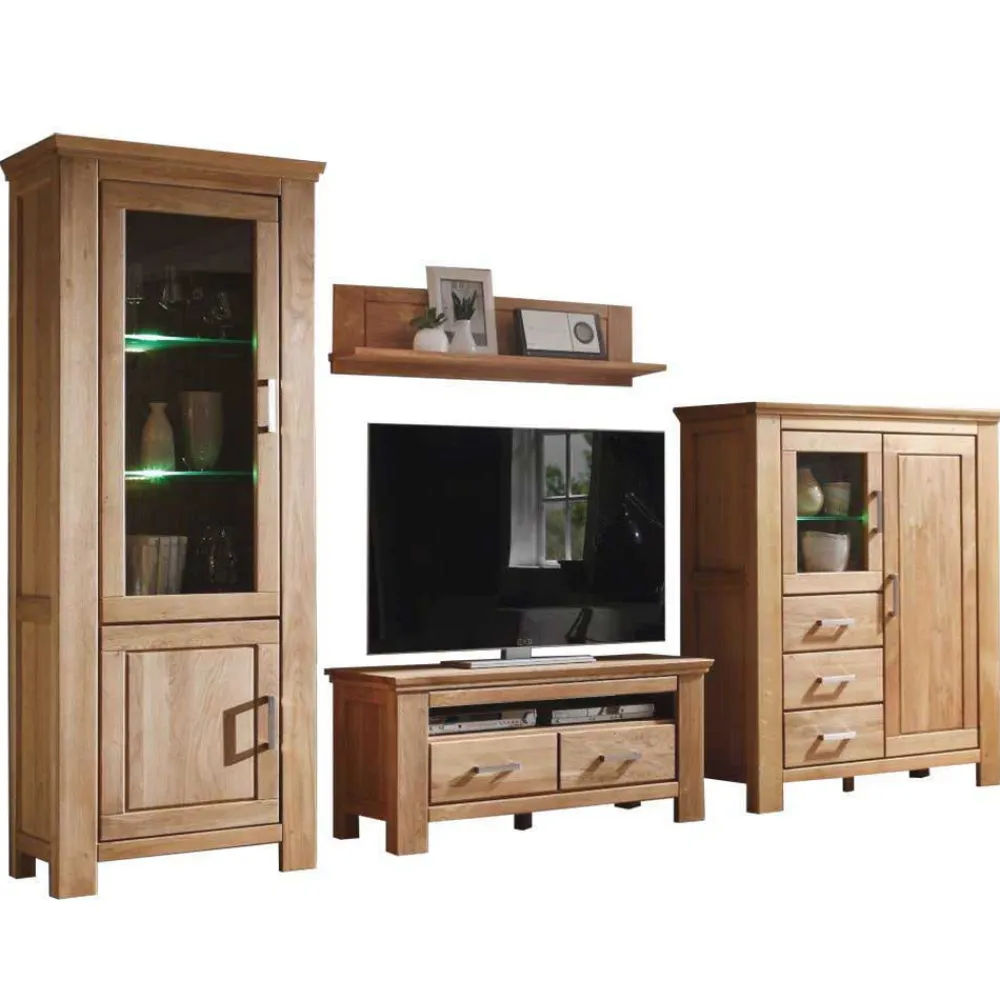 Wohnen Wohnzimmer Wohnwand Ladressa aus Wildeiche geölt und gewachst (vierteilig)