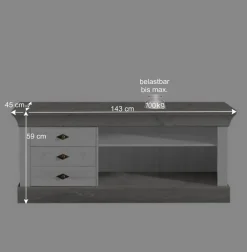 Wohnen Wohnzimmer Wohnwand Mirandesca in Weiß Grau teilmassiv (dreiteilig)