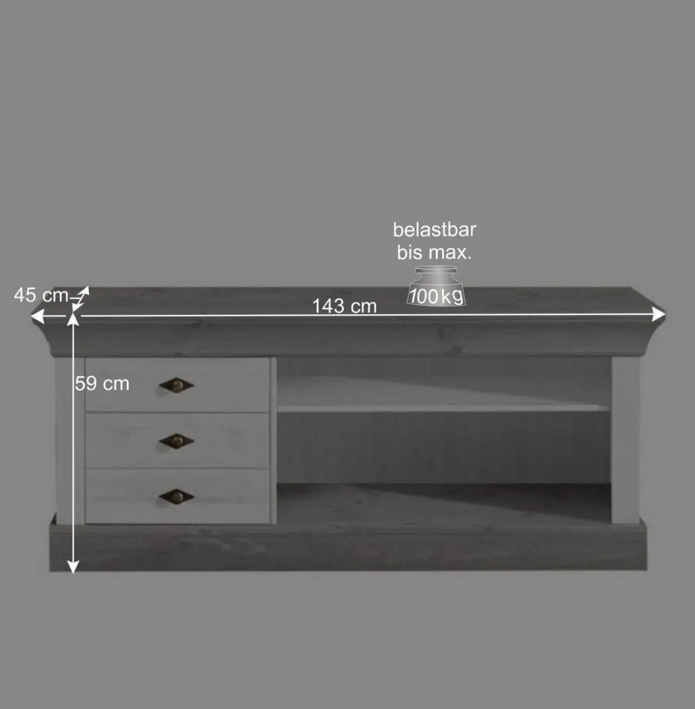 Wohnen Wohnzimmer Wohnwand Mirandesca in Weiß Grau teilmassiv (dreiteilig)