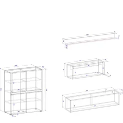 Wohnen Wohnwände|Wohnwand*Wohnzimmer Wohnwandmöbel Kombi - Ahilav (vierteilig)