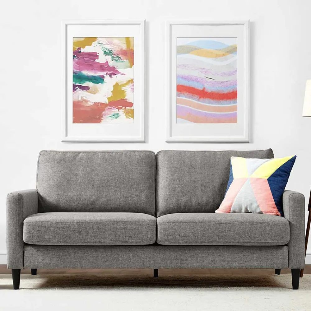 Wohnen Graue Möbel|Sofas*Wohnzimmercouch in Hellgrau Stoffbezug - Katja