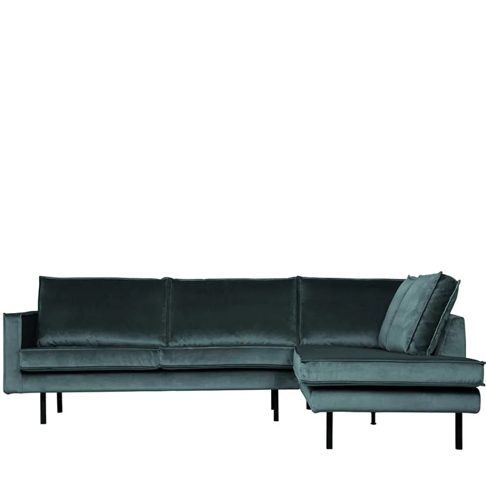 Wohnen Wohnzimmercouch L-Design in Petrol Blau - Fledos