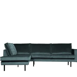 Wohnen Wohnzimmercouch L-Design in Petrol Blau - Fledos