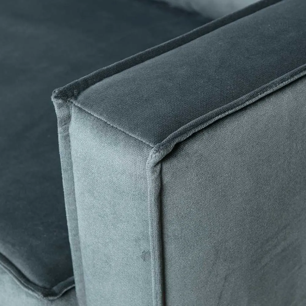 Wohnen Wohnzimmercouch L-Design in Petrol Blau - Fledos