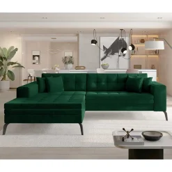 Wohnen Schlafsofas*Wohnzimmerecksofa in Grün Samt - Crabe