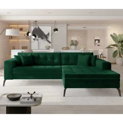 Wohnen Schlafsofas*Wohnzimmerecksofa in Grün Samt - Crabe