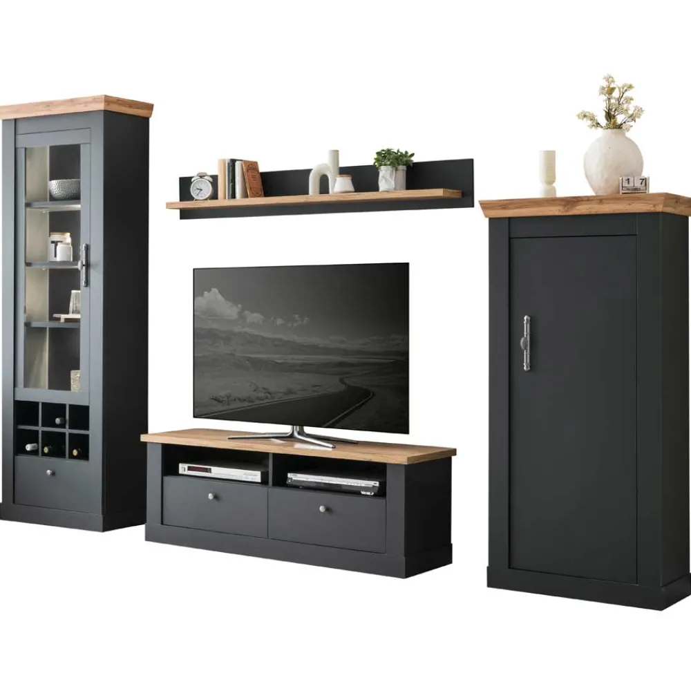Wohnen Wohnzimmermöbel TV Anbauwand Set - Lionel (vierteilig)