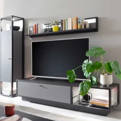 Wohnen Wohnwände|Wohnwand*Wohnzimmermöbel TV Wand in Grau - Ridona (dreiteilig)