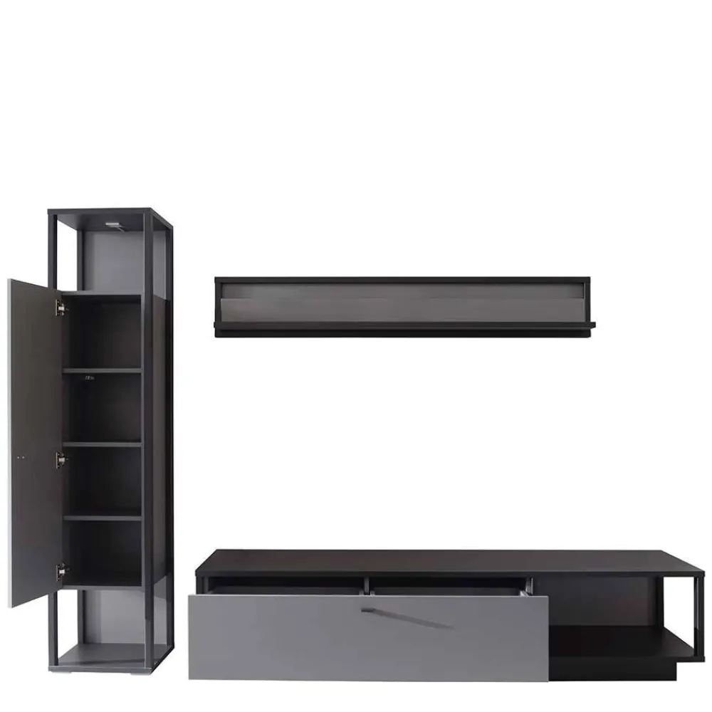 Wohnen Wohnwände|Wohnwand*Wohnzimmermöbel TV Wand in Grau - Ridona (dreiteilig)