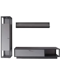 Wohnen Wohnwände|Wohnwand*Wohnzimmermöbel TV Wand in Grau - Ridona (dreiteilig)