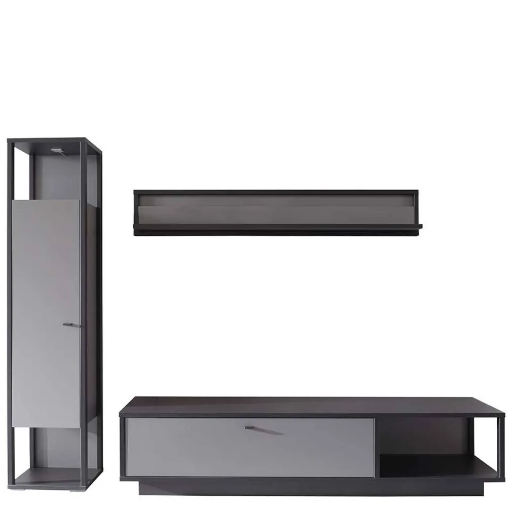 Wohnen Wohnwände|Wohnwand*Wohnzimmermöbel TV Wand in Grau - Ridona (dreiteilig)