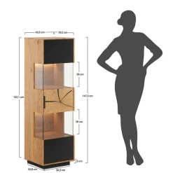 Wohnen Wohnzimmerschränke|Vitrinen*Wohnzimmerschrank aus Eiche und Glas - Masicuri