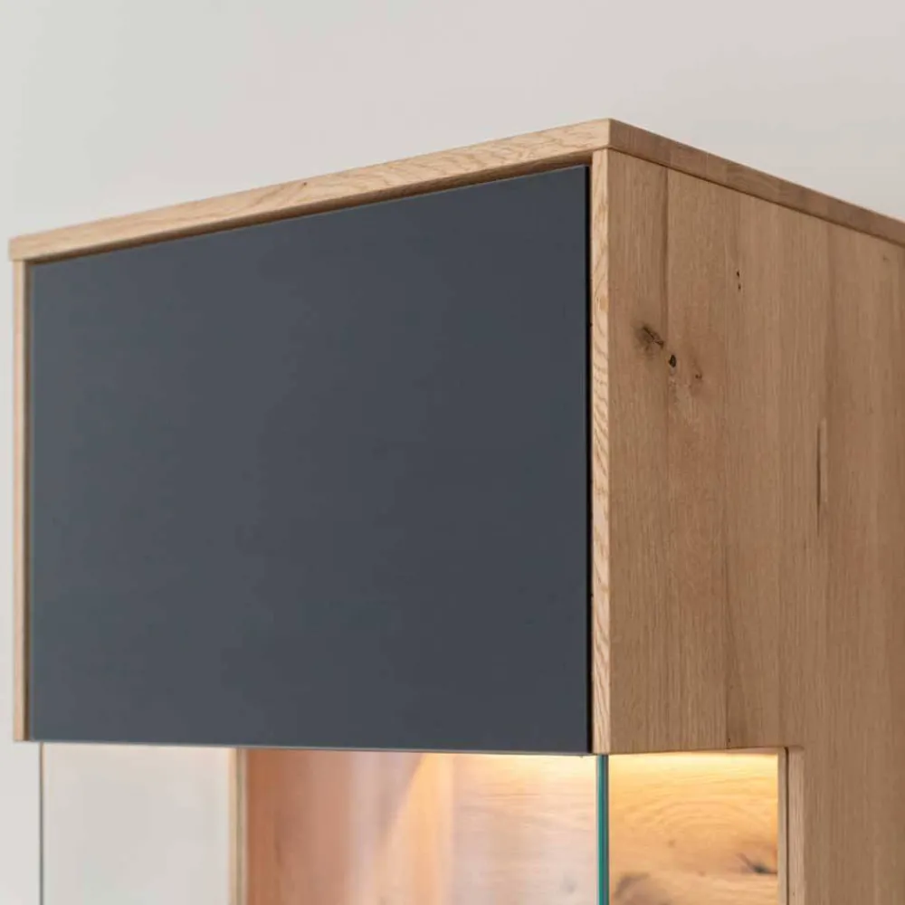Wohnen Wohnzimmerschränke|Vitrinen*Wohnzimmerschrank aus Eiche und Glas - Masicuri