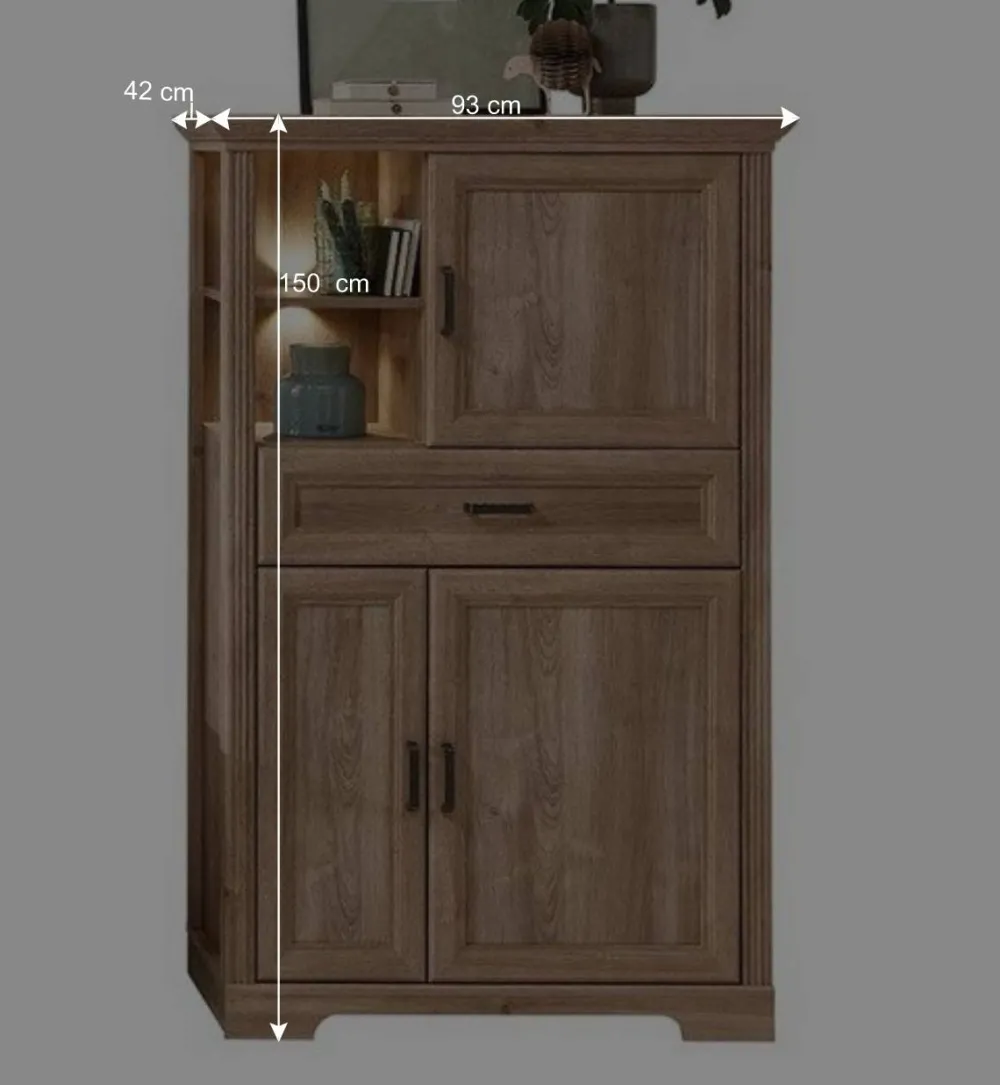 Wohnen Wohnzimmerschrank in Eiche Optik mit LED - Barack