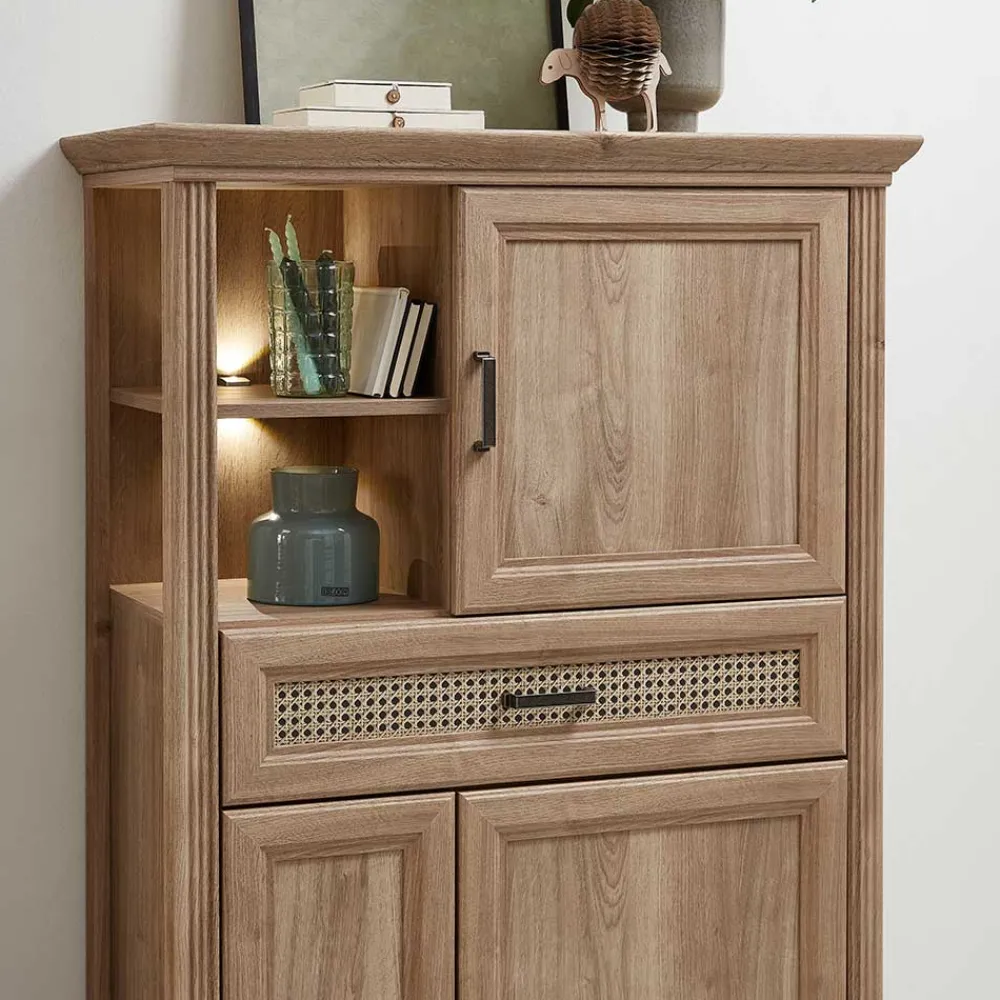 Wohnen Wohnzimmerschrank in Eiche Optik mit LED - Barack