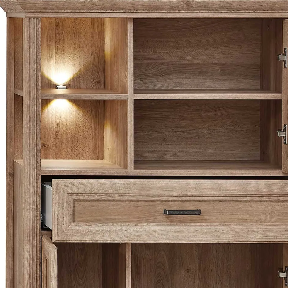 Wohnen Wohnzimmerschrank in Eiche Optik mit LED - Barack