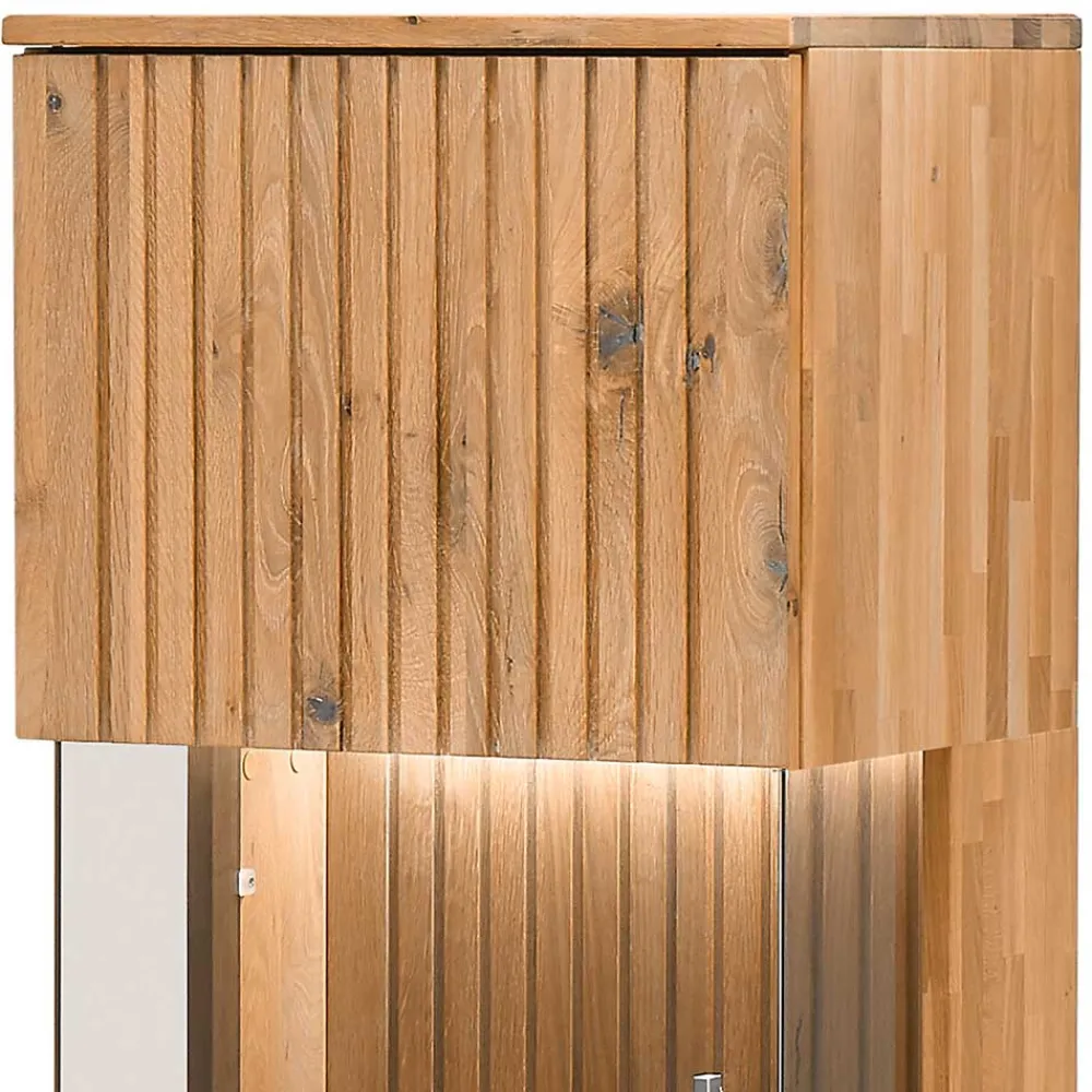 Wohnen Wohnzimmerschrank in Wildeiche Bianco mit Glas - Nelsons