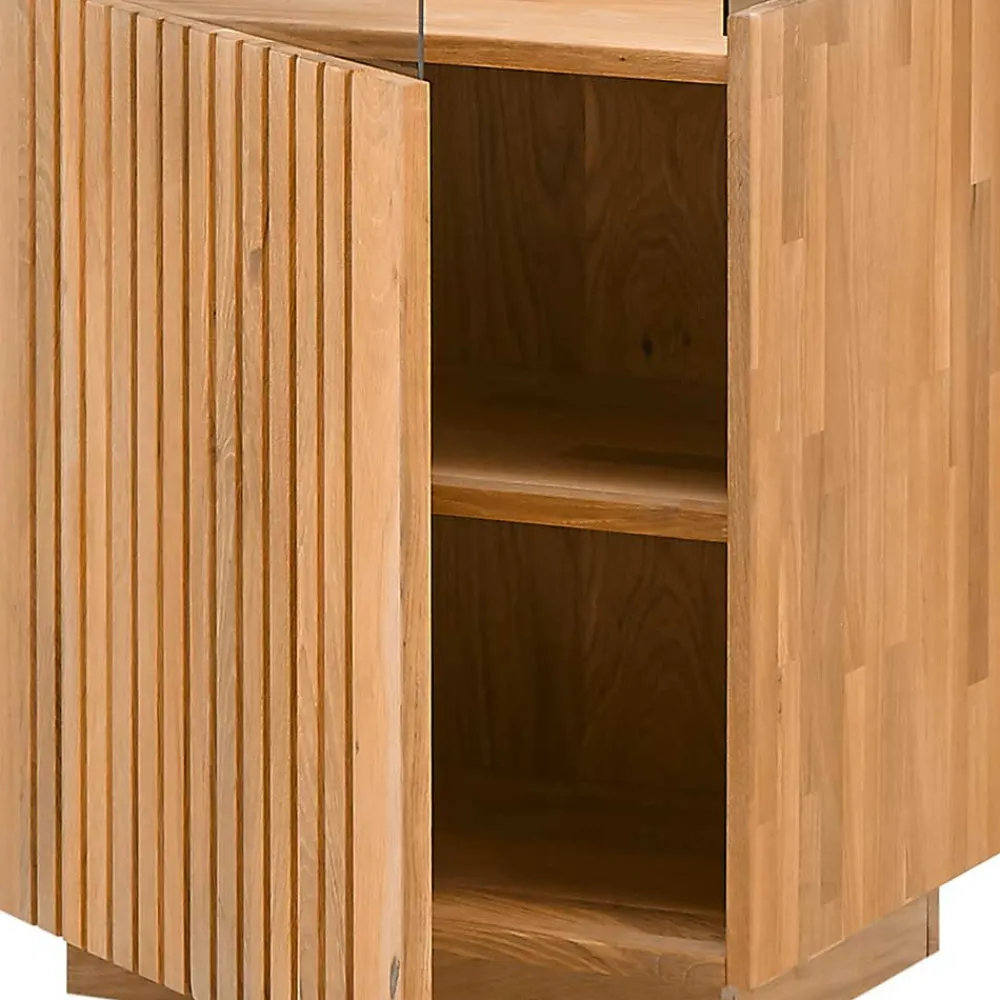 Wohnen Wohnzimmerschrank in Wildeiche Bianco mit Glas - Nelsons