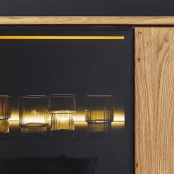 Wohnen Wohnzimmerschrank mit Glas Einsatz - 100x186x38 - Flacona