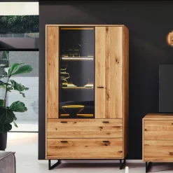 Wohnen Wohnzimmerschrank mit Glas Einsatz - 100x186x38 - Flacona