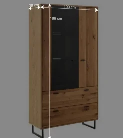 Wohnen Wohnzimmerschrank mit Glas Einsatz - 100x186x38 - Flacona