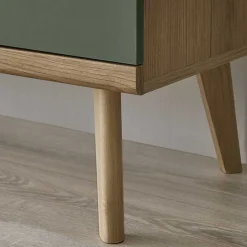 Wohnen Wohnzimmerschränke & Regal in Graugrün - Oliva (vierteilig)