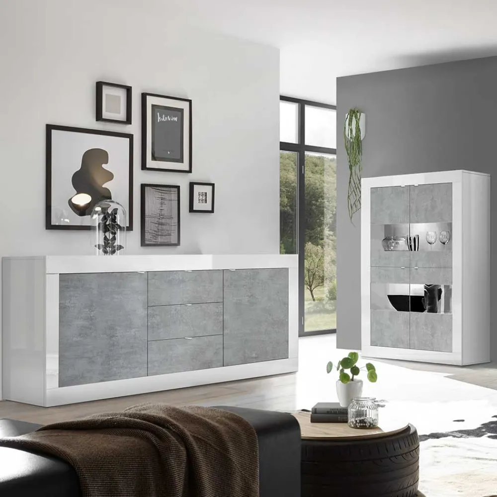 Wohnen Wohnzimmerschränke in Beton Optik - Narandu (zweiteilig)