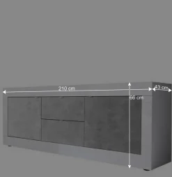 Wohnen Wohnzimmerschränke in Beton Optik - Narandu (zweiteilig)