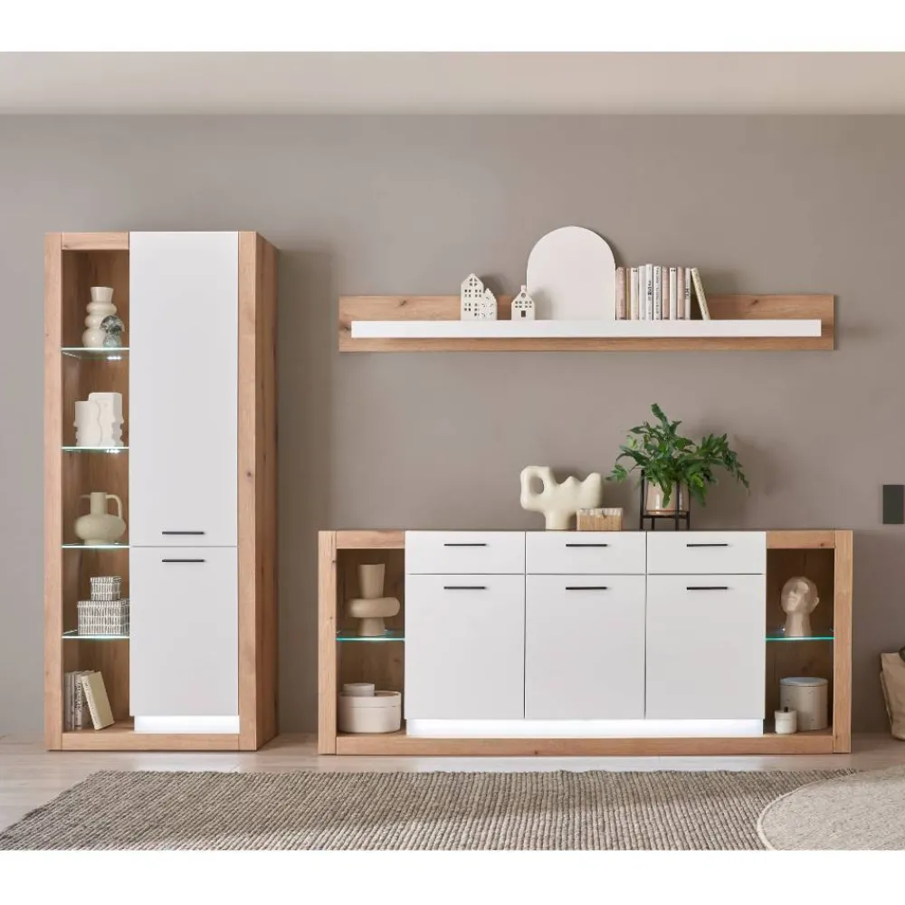 Wohnen Weiße Möbel|Wohnwände*Wohnzimmerschränke und Wandboard Set - Adejano (dreiteilig)