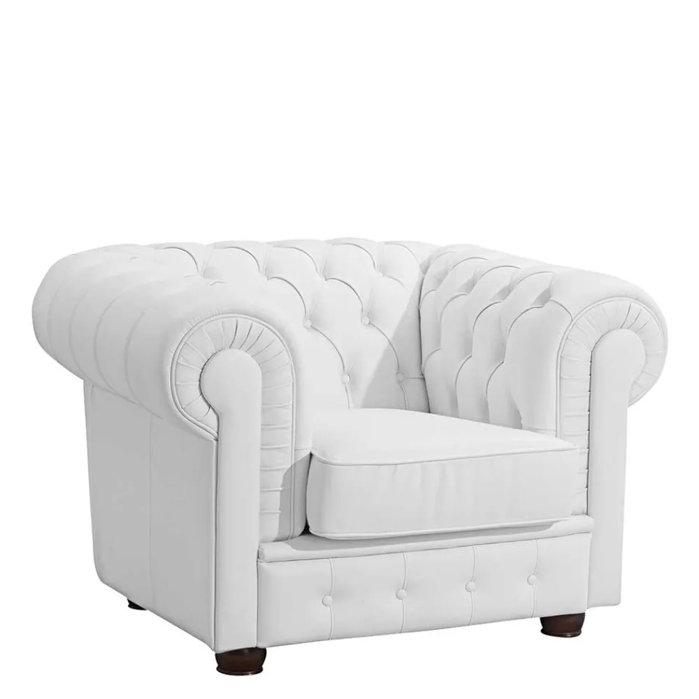 Wohnen Wohnzimmersessel aus Leder in Weiß - Dossera