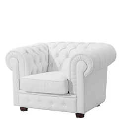 Wohnen Wohnzimmersessel aus Leder in Weiß - Dossera