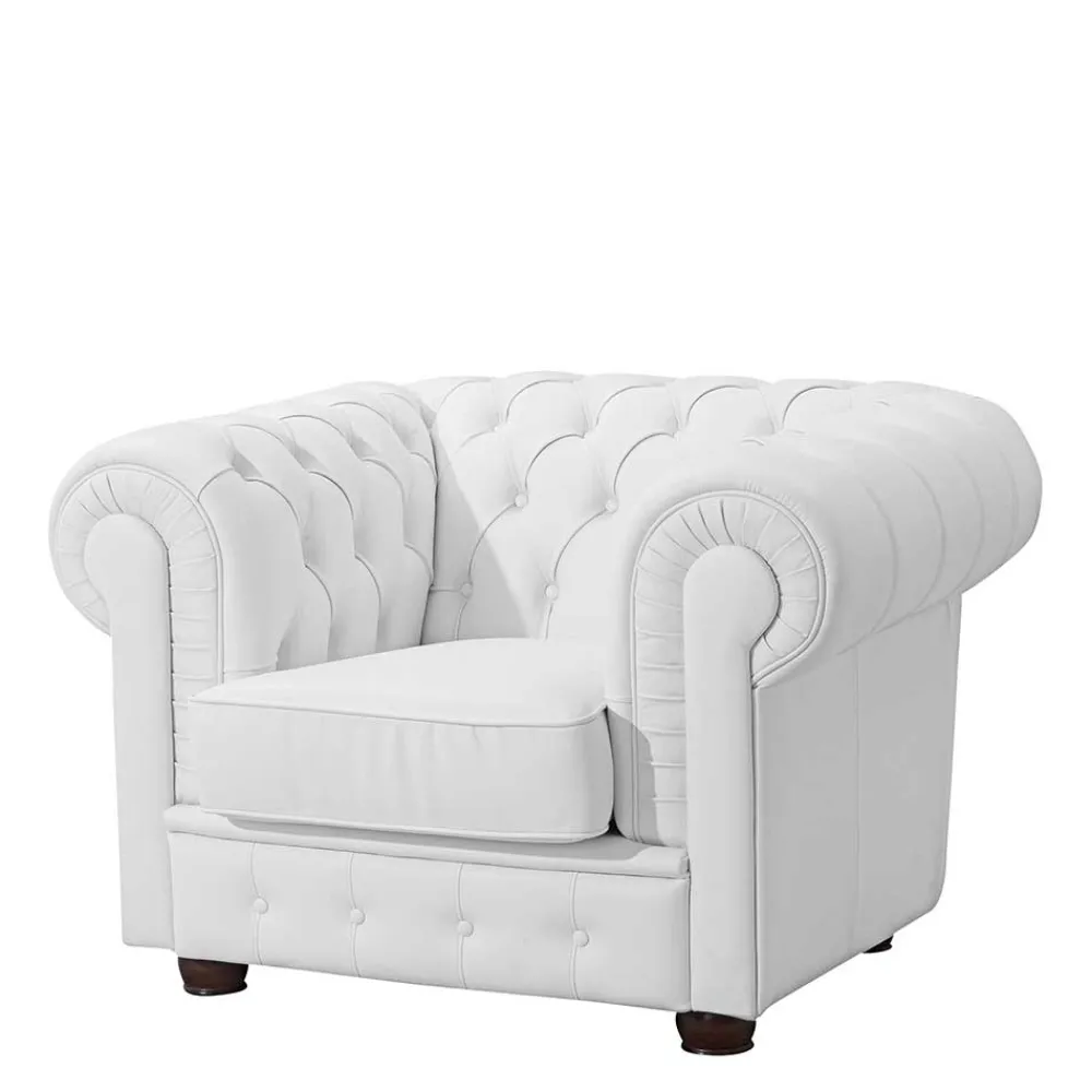 Wohnen Wohnzimmersessel aus Leder in Weiß - Dossera