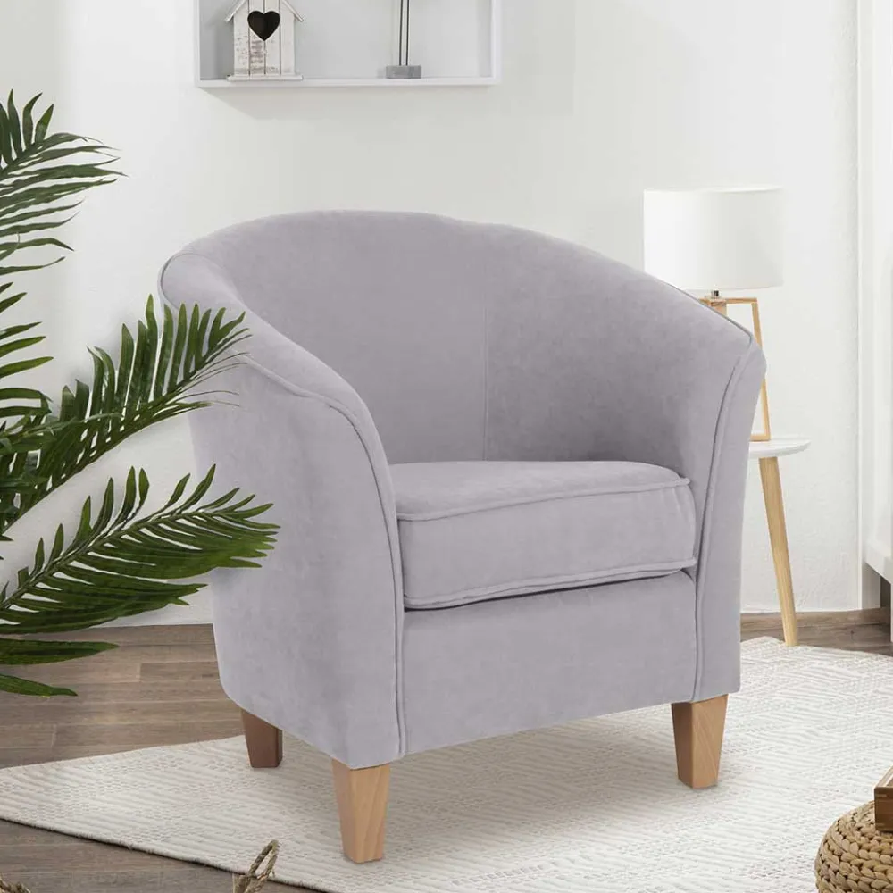 Wohnen Wohnzimmersessel aus Velours Silbergrau - Bekunion