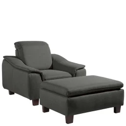 Wohnen Wohnzimmersessel in Anthrazit und Nussbaum - Classimo